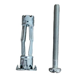 Classic Metal Fixing Expanding Metal Anchor for Plasterboard, Dry partitions, Hollow Brick, Other Hollow Materials up to 45mm Thick, Weight up to 25kg, 8mm x 33mm Anchor, M4 x 40mm Screw (Pack of 4)