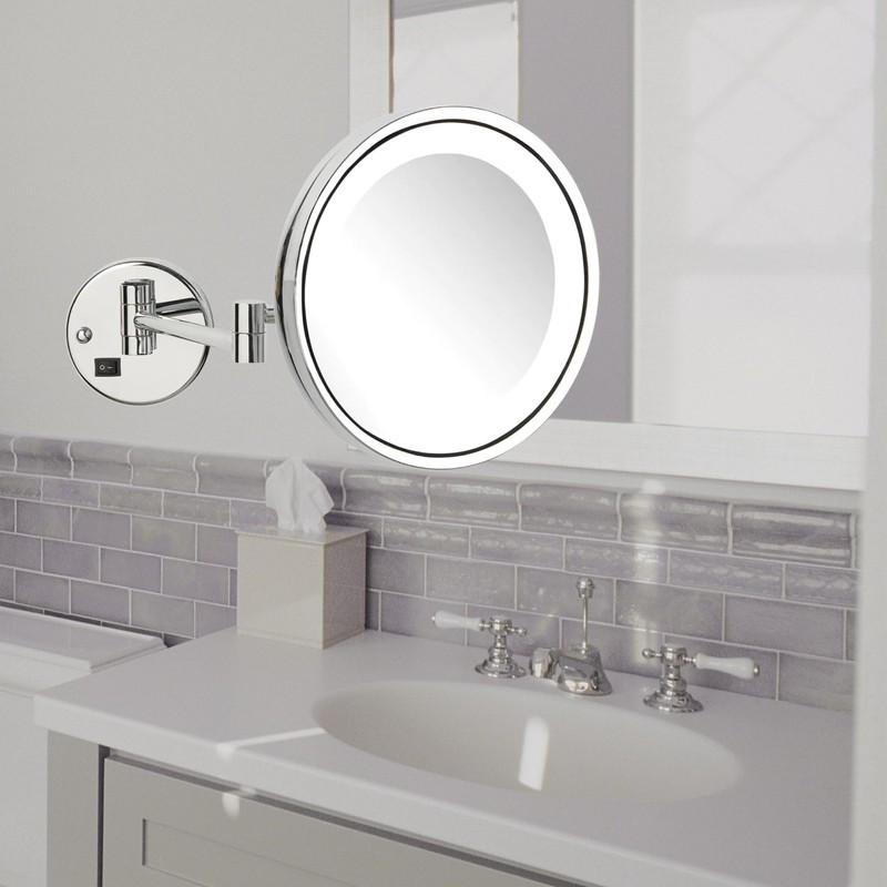 JERDON Lighted Wall-Mounted Makeup Mirror - Direct Wire Magnifying Mirror