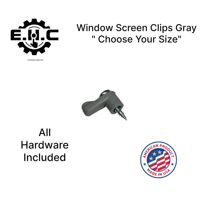 Window Screen Clips "Gray” Plastic (Choose Your Size! /Size Run