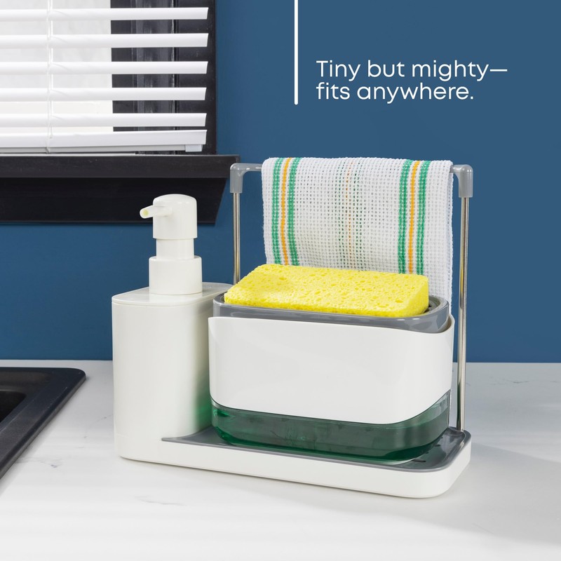 Fineway 3-in-1 Automatic Refillable Soap Dispenser Set with Sponge Holder,