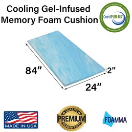 Foamma 2" x 24" x 84" Cooling Gel-Infused Memory Foam Cushion, Bed Mattress Topper,Seat Replacement, Padding, Chair Cushion Square Foam, Dining Chairs, Wheelchair Cushion Replacement