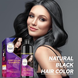 ECO Hair Dye, Quick-Action Hair Coloring Shampoo, Various colors available,Hair Care, Plant Extracts, Long-Lasting Formula Haircare Gel Nourishin,Wine-Red,Black,Brown,Ammonia-Free, Haircare, Mild (400 mL),Perfect Gifts for Women&Men - Color: Black