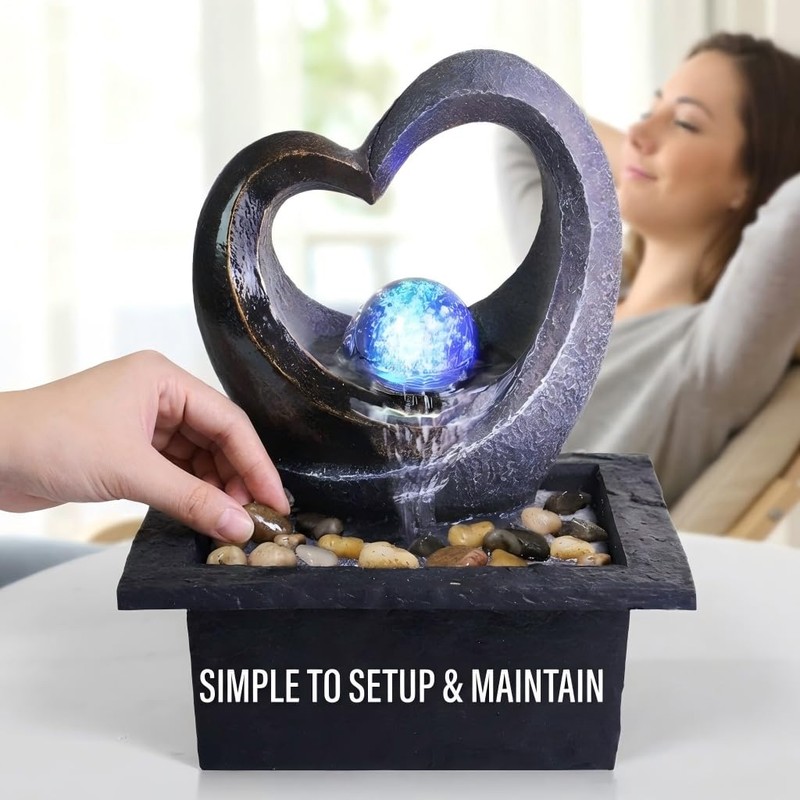 Ferrisland Tabletop Rock - Stacked Waterfall Fountain with LED -