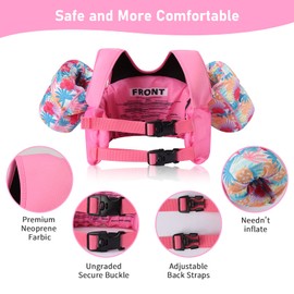 OldPapa Toddler Swim Vest, Kids Swim Vest Toddler Floaties for 30-60 lbs Boys & Girls, Swim Jacket for Child 3-9 Year,Water Wings Swim Armband for Pool| Secure Buckles & Shoulder Straps