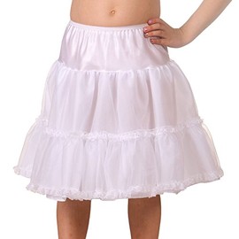I.C. Collections Girls Lace Embellished White Bouffant Half Slip, Size 12