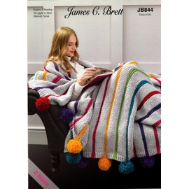 James Brett Super Chunky Knitting Pattern Easy Knit Pom Pom Blanket Throw (JB844)