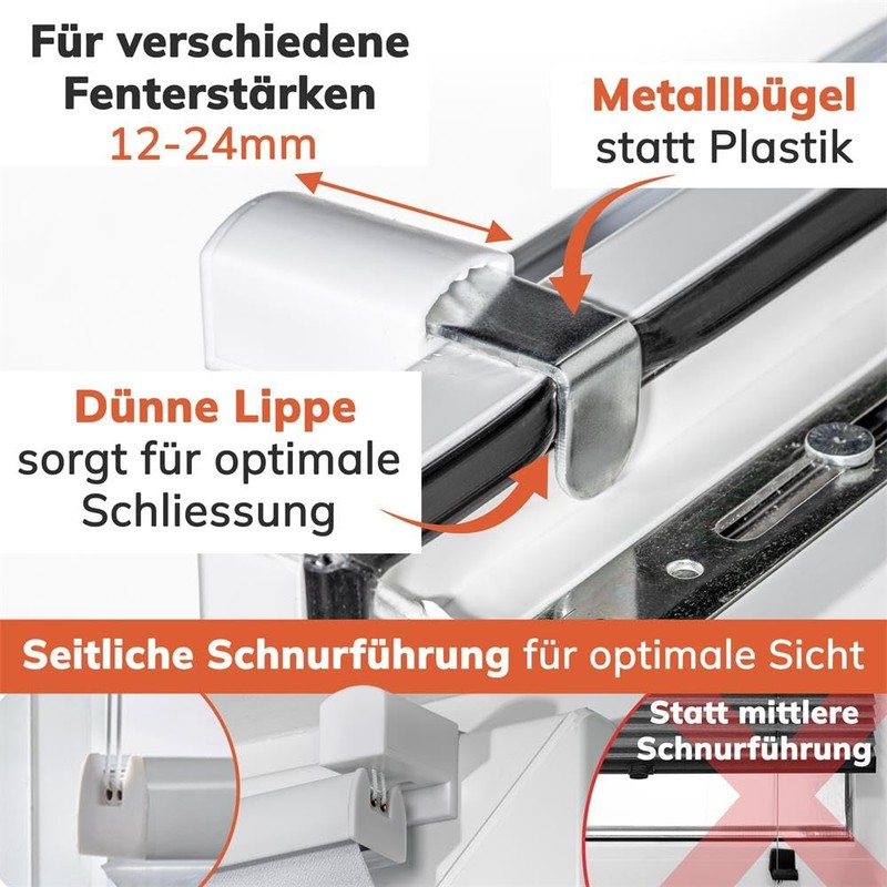 Klemmfix Pleated Blind, White, 90 x 220 cm, No Drilling