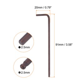 sourcing map 2pcs Ball End Hex Key Wrench 2.5mm S2 Steel L-Shape Long Arm Hexagon Metric Wrenches Repairing Tool for Home Equipment Repair, Red