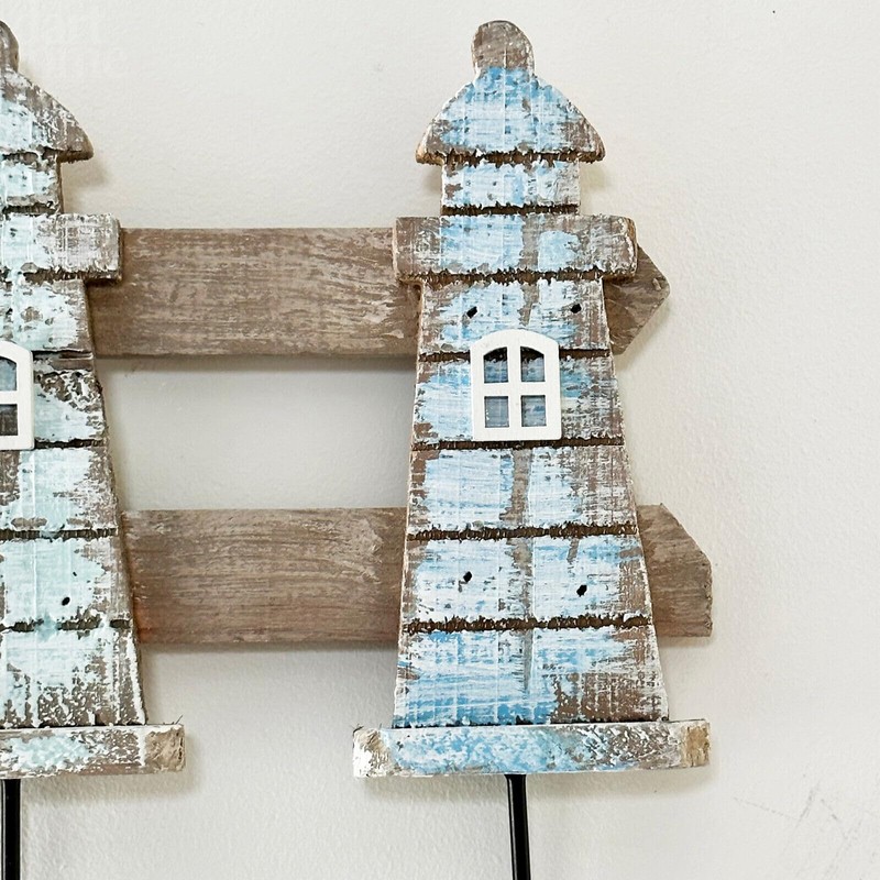 Darthome Rustic Lighthouse Wall Hooks 3 Wooden Hook Coat Keys