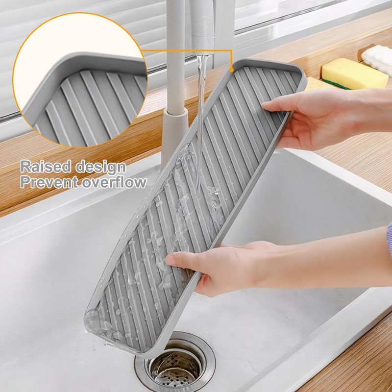 HvOvMvE Silicone Organizer Tray for Kitchen Sinks and Bathrooms. Dishwasher-Safe,
