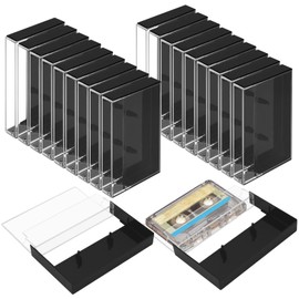 20Pcs Audio Cassette Tape Storage Case, Plastic Blank Cassette Tapes With Music Display Box Organizer For Art Collection