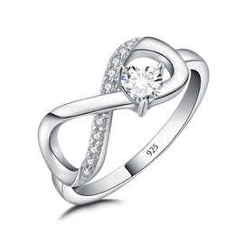 Jurikko Infinity Promise Rings for Her 925 Sterling Silver Love Heart Engagement Rings for Women Anniversary Jewelry Gift Size 5-12