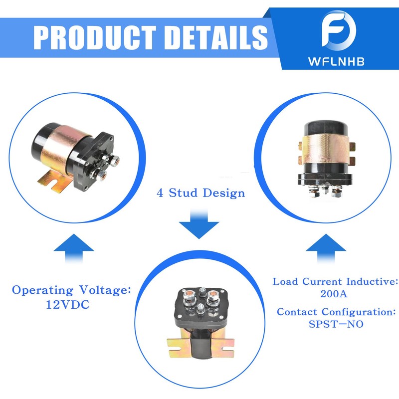 WFLNHB 12V Solenoid Replacement for White Rodgers Golf Carts #586-902#586-105111