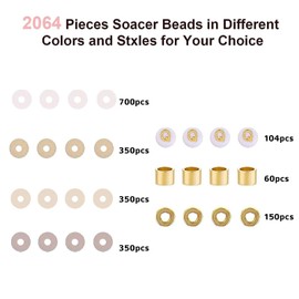 XoeLLe Beads for Bracelets, 2064 Pieces Beads Threading Clay Beads Set Letter Beads Clay Beads Make Beads Colourful DIY Beads Gifts Christmas Birthday Necklaces (Beige)