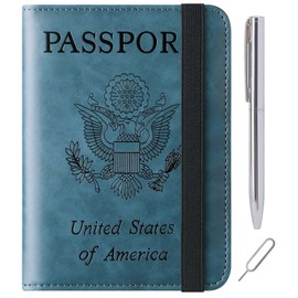 Funda para pasaporte de piel, para viajes, viajes, viajes, viajes, accesorios de viaje para hombres y mujeres, azul,, Actualizado
