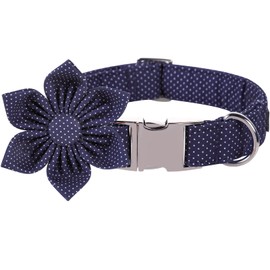 Lionet Paws Dog Collar with Flower, Soft and Comfortable, Adjustable Collar for X-Large Dogs Girl, Neck 16-26 inches