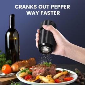 WhiteRhino Pepper Grinder Mill,Heavy Duty High Output Aluminum Pepper Grinder Refillable,Spice Salt Grinder with Bottom Magnet Design,Stainless Steel Burrs&Adjustable Coarseness Gift Set