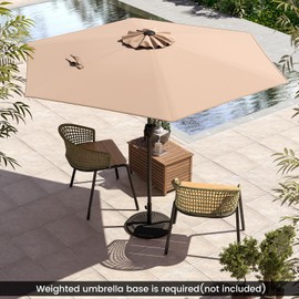 Tangkula 7.5ft Patio Umbrella, Heavy Duty Outdoor Umbrella with Push Button Tilt, Crank Handle, Vented Canopy for Backyard, Garden, Beach, Poolside (Tan)
