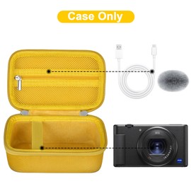 Canboc Carrying Case for Sony ZV-1/ ZV-1F/ ZV-1 II Digital Camera for Content Creators, Sony ZV1 Vlogging Camera Bag, Zipper Mesh Pocket fits USB Cable, Batteries, Yellow
