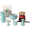 Buddhist Altar Set, Celadon Plain Ceramic, 5 Pieces + Singing