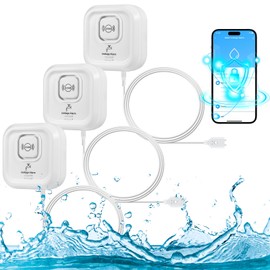 Water Detector WLAN 100 dB Loud Water Sensor with Smart Life App Remote Control - Water Alarm for Kitchen, Cellar and Bathroom (Pack of 3)