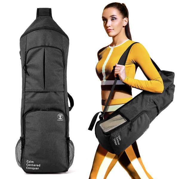 WARRIOR2 Yoga Mat Bags for Women & Men Fits 1/2" Thick Mat, Travel Yoga Backpack With Mat Holder, Large Pockets for Accessories & Water Bottles | Zipper Yoga Mat Bag Carrier