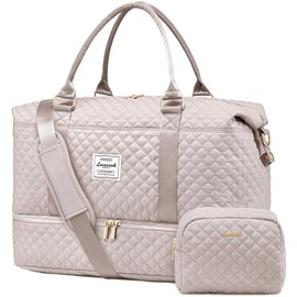 LOVEVOOK Women's Large Travel Bag with Shoe Compartment and Wet Compartment, Light pink