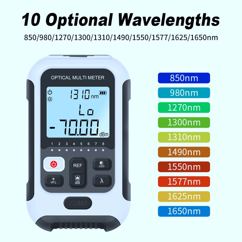 Multifunctional Optical Power Meter White High Accuracy Sensitive Fiber Tester