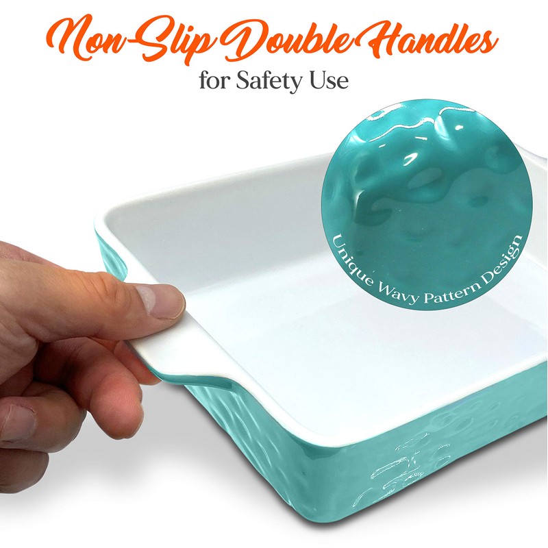 NutriChef 3-pc Casserole Dish Set for Oven, Ceramic Lasagna Baking