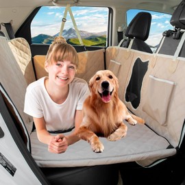 Back Seat Extender for Dogs,Dog Car Seat Cover Hard Bottom Holds 330 lbs,Waterproof Dog Hammock for Car Pet Backseat Protector with Mesh Window,Large Space Dog Travel Bed for Vehicles