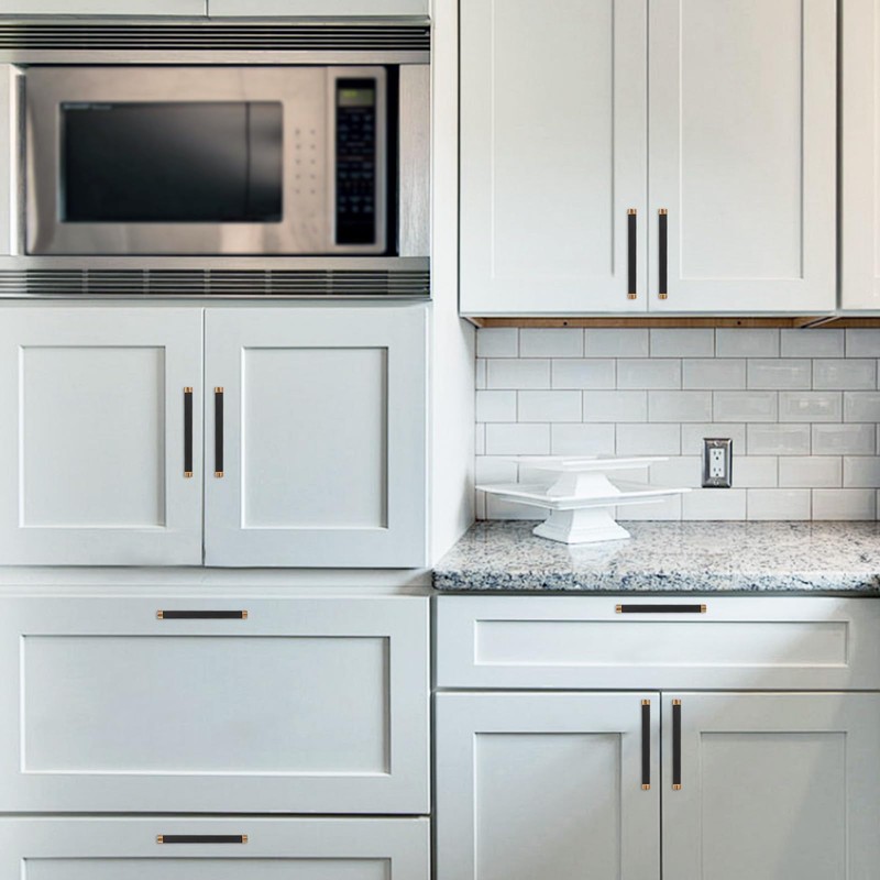 KOMOTIA 10 Pack Matte Black and Champagne Bronze Cabinet Pulls