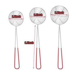 3 Pieces Stainless Steel Spider Strainer Spoon Hot Pot Strainer Spoons Boba Pearl Scoop for Hot Pot、Tortellini、Meatball and Pearl Milk Tea-Size S M L Set