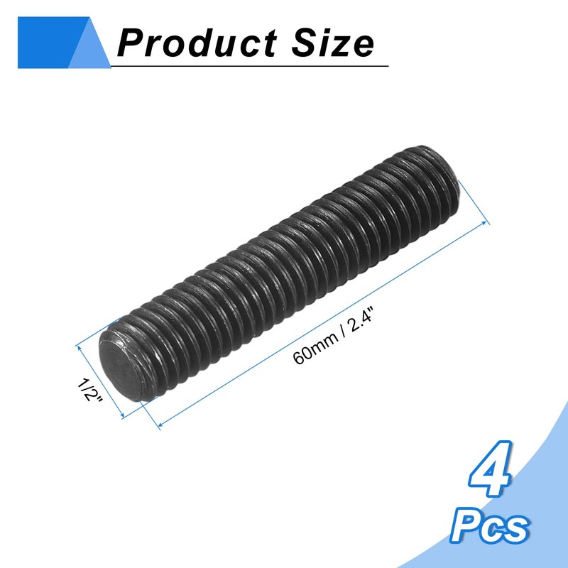sourcing map 1/2-13 UNC Fully All Threaded Rod, 4Pcs B7