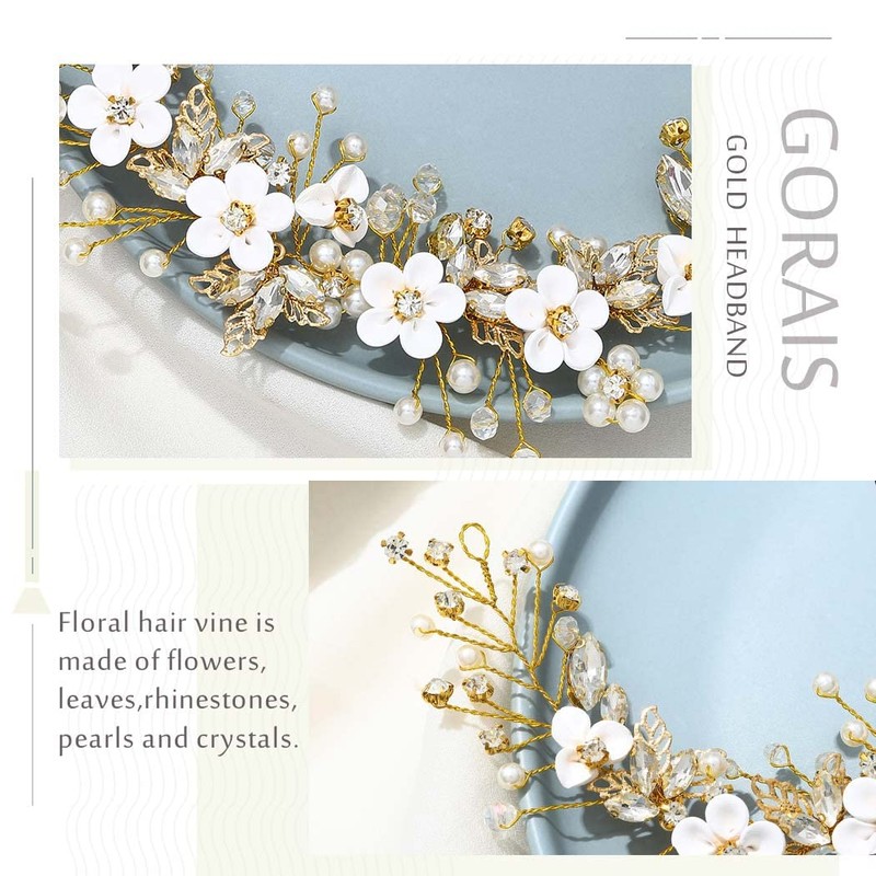 Gorais Diadema de flores para novia de boda con cristales