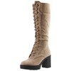 Generation Y Women's Knee High Boots Knitted Cuffs Lace Up