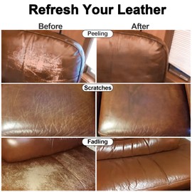 Leather Recoloring Balm, Leather Color Restorer Conditioner, Leather Restorer for Couches Paint, Leather Scratch Remover, Scratch Leather Faded Repair Kits for Vinyl Furniture (Medium Brown, 200ML)