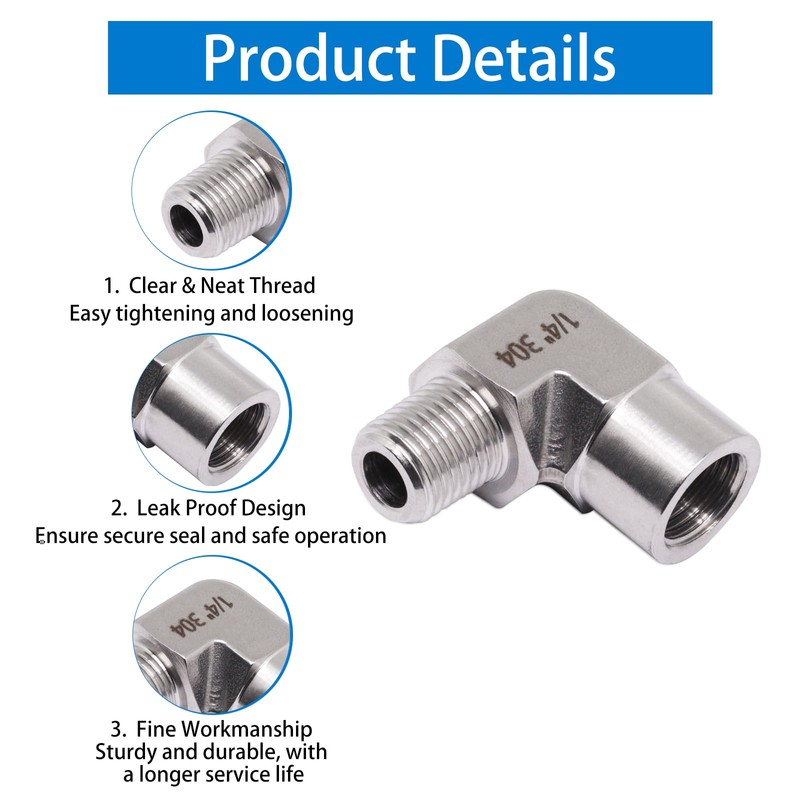 ZHMEINA 1/4" NPT Female x 1/4" NPT Male 90 Degree