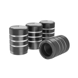 Miliheaven Corrosion Resistant (Gray Two-Tone) (Laser Engraved US Flag) Metal Tire Wheel Alloy Valve Caps Dust Caps (4 Pack) Universal for Cars, SUVs, Bicycles, Motorcycles, Trucks | Plastic Insert