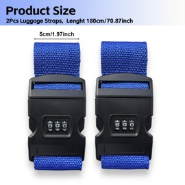 Luggage Straps with Locks for Suitcases, 2 Pack Luggage Straps, Suitcase Belts Travel Packing Belt with Buckle Closure Baggage Security Straps, Adjustable Travel Luggage Straps for Suitcase Baggage