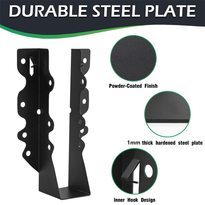24PCS 2x8 Joist Hanger,Hurricane Ties,Black Powder Coating Joist Brackets for