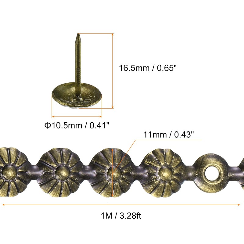 sourcing map Upholstery Tacks Strips, 1Meter Flower Decorative Nail Trims