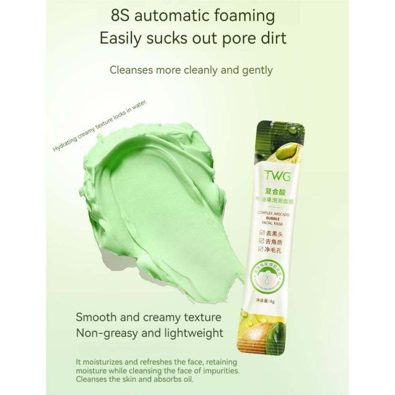 Premium Avocado Whitening Bubble Mask for Blackhead Removal & Pore