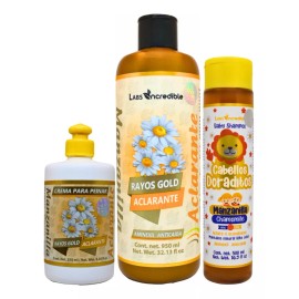 Incredible Kit Shampoo Manzanilla Gold + Crema Peinar + Shampoo Kids
