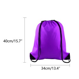 FEPITO 2/12/15 Pack Drawstring Backpack Bags Sack Cinch Bag String Backpack for Gym Traveling (12, Purple)