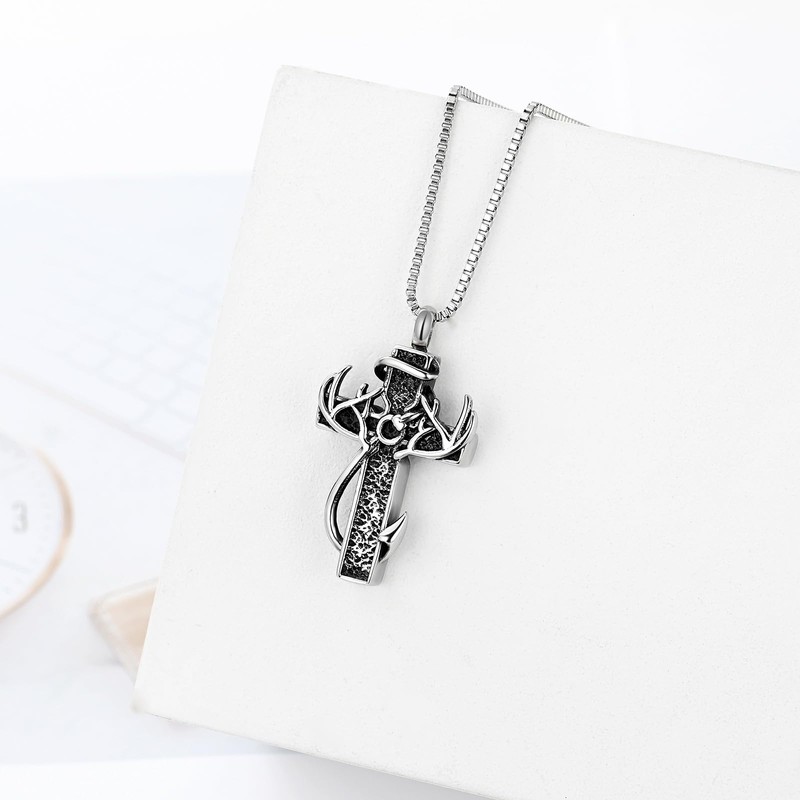 XSMZB Cross Cremation Jewelry Urn Necklace for Human Ashes Fish