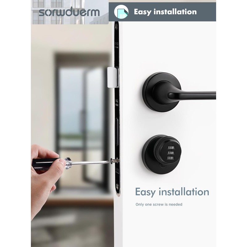 SORWDUERM Black Thumb Turn Euro Cylinder Door Lock, Anti-Bump Anti