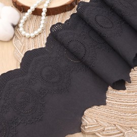 Eyelet Lace Trim 3 Yards Vintage Style Embroidery Cotton Lace Trim- 6 Color Options for Sewing Dresses,Costumes, Handkerchiefs, Home Decor (Black)