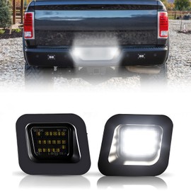DouMmantn LED License Plate Light Compatible with RAM 1500 2500 3500 Pickup Truck 2003-2018, for Ram 1500 Classic 2019-2020, 6500K White Tag Light Assembly Replacement, Smoked Lens, 2PCS