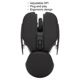 Ratón Inalámbrico de 2,4 G, Ratón Inalámbrico de Oficina de Diseño Ergonómico con dpi Ajustable, Ratón Portátil para Juegos Inalámbrico Recargable para Wins Laptop