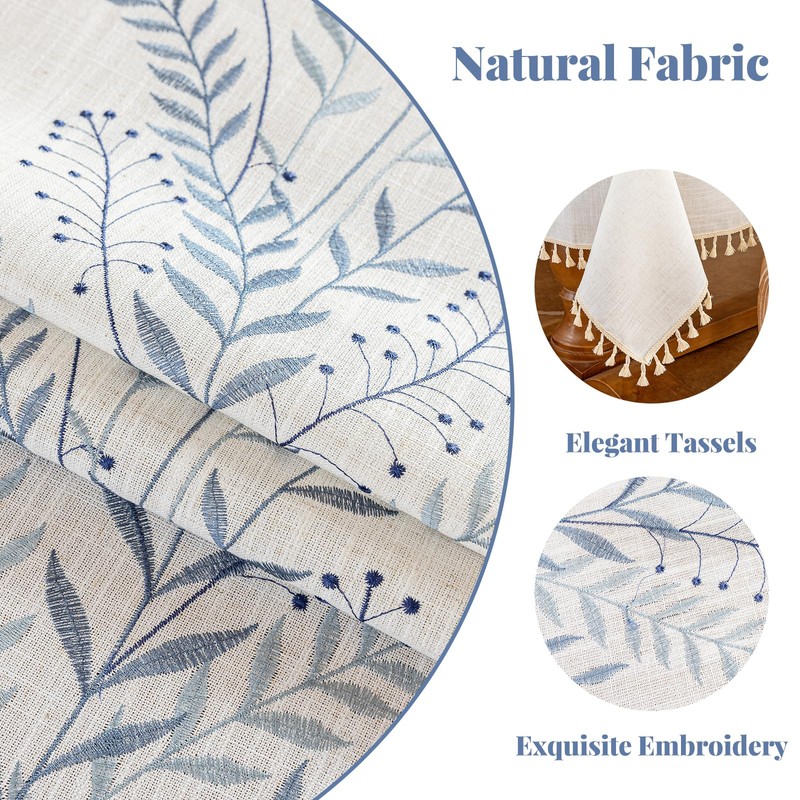Alsoo Tablecloth Rectangle 55" x 75", Farmhouse Linen Style Table